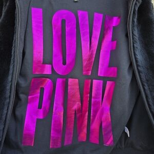 Victoria’s Secret PINK Limited Edition Runway Black Faux Fur Hooded Jacket SZ S